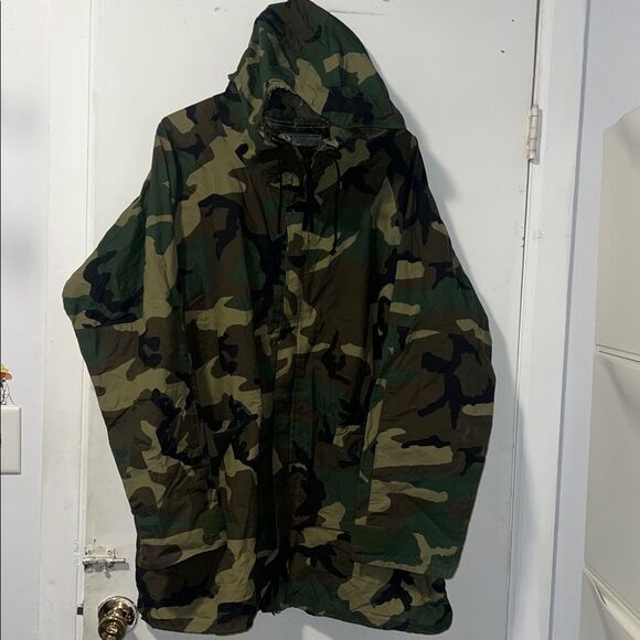ORC INDUSTRIES Woodland Camouflage Improved Rainsuit Parka-L - Picture 2 of 9
